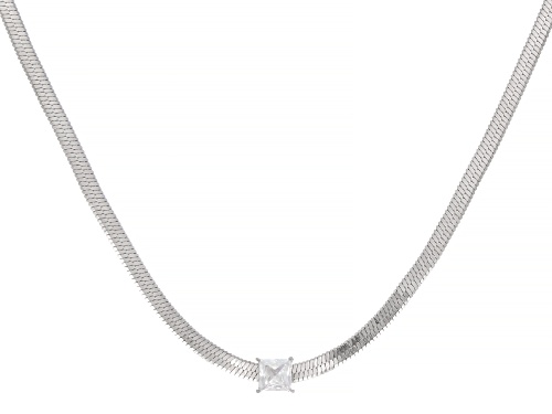 Bella Luce® 0.54ctw Diamond Simulant Rhodium Over Silver Herringbone Link Necklace (0.32ctw DEW) - Size 18