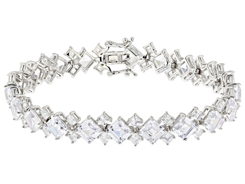Bella Luce® 42.53ctw Diamond Simulant Rhodium Over Silver Asscher Cut Tennis Bracelet (25.77ctw DEW) - Size 8