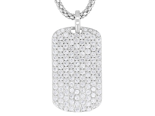 Bella Luce® 1.88ctw White Diamond Simulant Rhodium Over Sterling Silver Dog Tag Pendant(1.13ctw DEW)