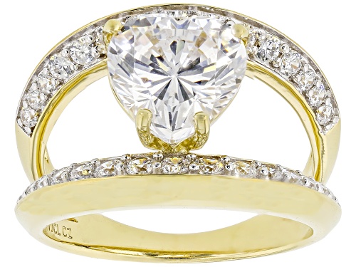 Bella Luce® 5.92ctw White Diamond Simulant 14k Yellow Gold Over Silver Heart Ring(3.58ctw DEW) - Size 9
