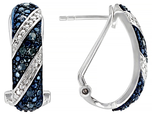0.24ctw Round Blue Velvet Diamonds™ Rhodium Over Sterling Silver Earrings