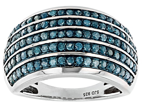 Photo of 1.15ctw Round Blue Velvet Diamonds™ Rhodium Over Sterling Silver Dome Ring - Size 7