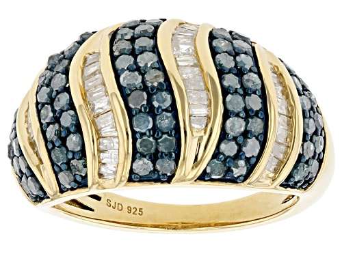 Engild™ 1.50ctw Blue Velvet Diamonds™ And White Diamond 14k Yellow Gold Over Sterling Silver Ring - Size 5