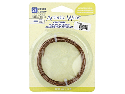 Photo of Artistic Flat Wire in Antiqued Brass Tone Appx 0.75x5mm in Diameter Appx 3' Total