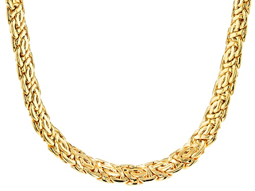 Moda Al Massimo® 18k Yellow Gold Over Bronze 13.5mm "Arezzo" Flat Byzantine Link 18 Inch Necklace - Size 18