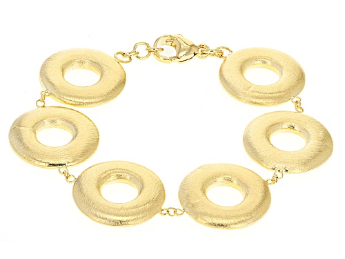Moda Al Massimo® 18k Yellow Gold Over Bronze Brushed Circles 8 Inch Bracelet - Size 8