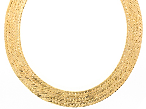Moda Al Massimo® 18k Yellow Gold Over Bronze Collar Style Herringbone Link 19 Inch Necklace - Size 19