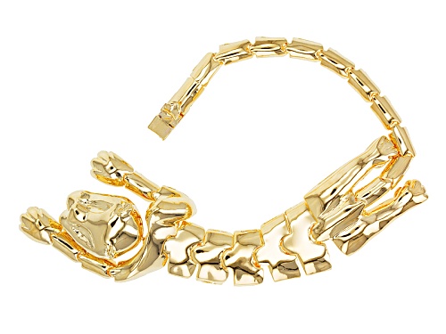 Moda Al Massimo® 18k Yellow Gold Over Bronze Panther Bracelet - Size 7.75