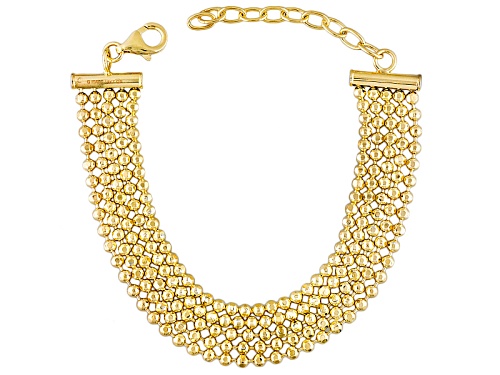 Moda Al Massimo® 18k Yellow Gold Over Bronze Bead Link 7 1/2 Inch Plus 2 Inch Extender Bracelet - Size 7.5