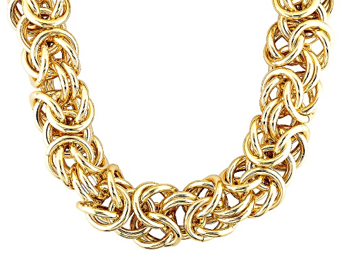 Moda Al Massimo® 18k Yellow Gold Over Bronze 17mm Square Byzantine Link 28 Inch Necklace - Size 28