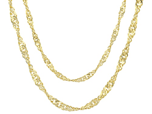 Moda Al Massimo® 18k Yellow Gold Over Bronze 3.5mm Singapore Link Chain Necklace Set Of 2