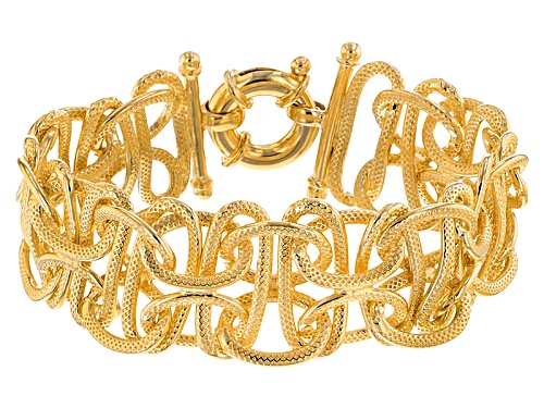 Photo of Moda Al Massimo® 18k Yellow Gold Over Bronze Designer Byzantine 7 3/4 Inch Bracelet - Size 7.75