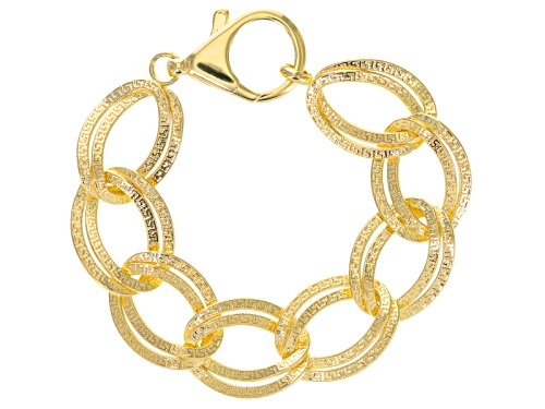 Photo of Moda Al Massimo® 18k Yellow Gold Over Bronze Reversible Polished And Greek Key Bracelet - Size 8