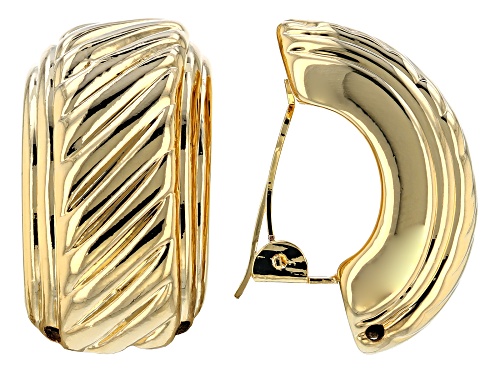 Moda Al Massimo® 18k Yellow Gold Over Bronze Curved Diamond Cut Earrings