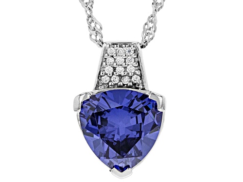 Bella Luce® Esotica™ 6.15ctw Tanzanite And White Diamond Simulant Rhodium Over Silver Pendant W/ Chn