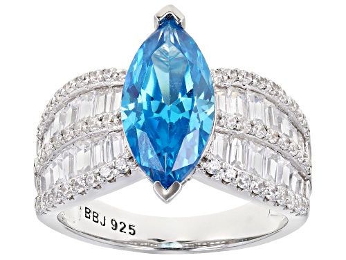 Photo of Bella Luce ® Esotica™ 5.99ctw Neon Apatite And White Diamond Simulants Rhodium Over Silver Ring - Size 12