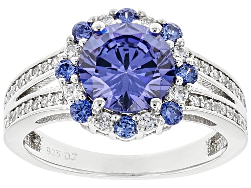 Photo of Bella Luce ® Esotica™ 3.96ctw Tanzanite And White Diamond Simulants Rhodium Over Silver Ring - Size 10