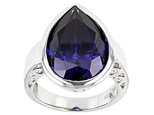 Bella Luce ® Esotica™ 18.00ctw Tanzanite Simulant Rhodium Over Silver Ring - Size 5