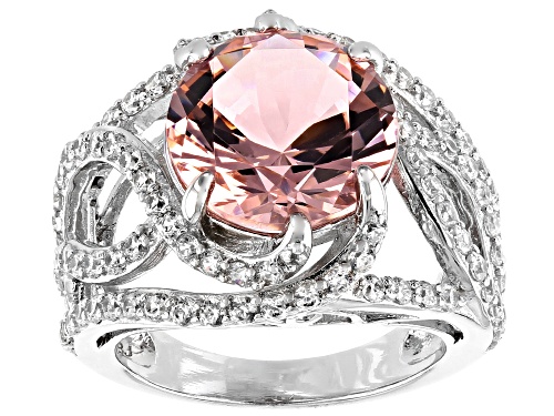 Photo of Bella Luce ® Esotica™ 8.25ctw Morganite And White Diamond Simulants Rhodium Over Silver Ring - Size 10