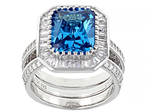 Photo of Bella Luce® Esotica™ Neon Apatite And White Diamond Simulants Rhodium Over Silver Ring With Guard - Size 10