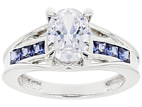 Photo of Bella Luce ® Esotica™ 3.95ctw Tanzanite And White Diamond Simulants Rhodium Over Silver Ring - Size 8
