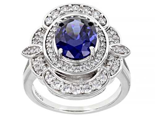 Photo of Bella Luce ® Esotica™ 5.57ctw Tanzanite And White Diamond Simulants Rhodium Over Silver Ring - Size 7
