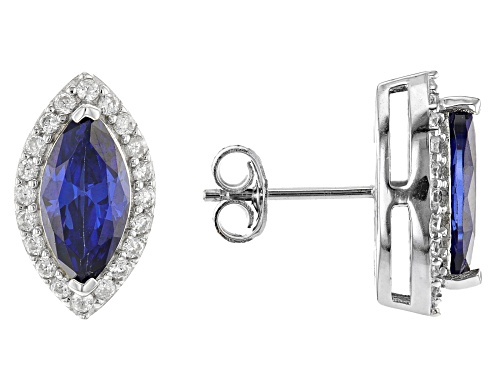 Bella Luce ® Esotica™ 4.02ctw Tanzanite And White Diamond Simulants Rhodium Over Silver Earrings