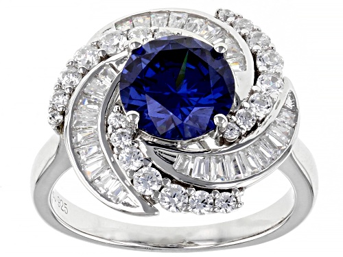 Photo of Bella Luce® Esotica™ 5.02ctw Tanzanite And White Diamond Simulants Rhodium Over Sterling Silver Ring - Size 7