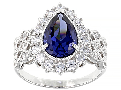 Photo of Bella Luce® Esotica™ 8.08ctw Tanzanite and White Diamond Simulants Rhodium Over Sterling Silver Ring - Size 9