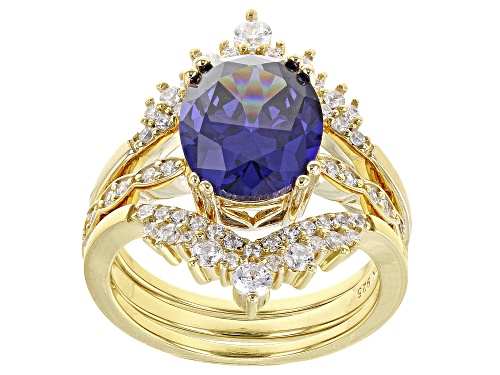 Photo of Bella Luce® Esotica™ 7.27ctw Tanzanite & White Diamond Simulants Eterno™ Yellow Ring With Bands - Size 5