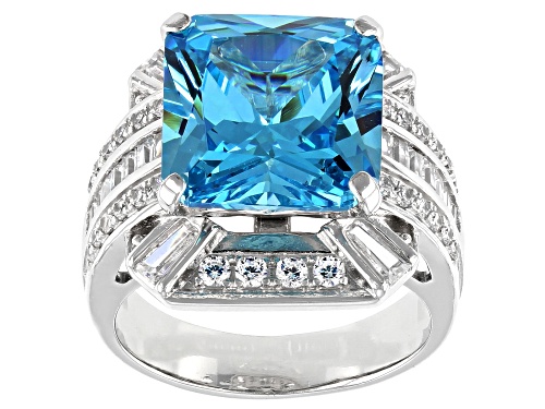 Bella Luce ® 14.24ctw Esotica™ Neon Apatite And White Diamond Simulants Rhodium Over Silver Ring - Size 5