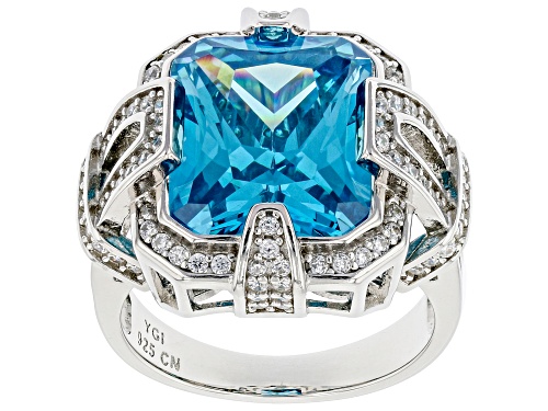 Photo of Bella Luce ® Esotica™ 11.31ctw Neon Apatite And White Diamond Simulants Rhodium Over Silver Ring - Size 10