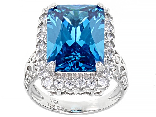Bella Luce ® Esotica™ 12.90ctw Neon Apatite And White Diamond Simulants Rhodium Over Silver Ring - Size 8