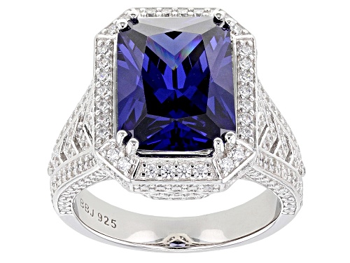 Bella Luce® 12.88ctw Esotica® Tanzanite and White Diamond Simulants Rhodium Over Silver Ring - Size 5