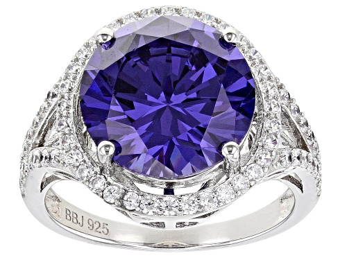 Photo of Bella Luce® 9.45ctw Esotica® Tanzanite and White Diamond Simulants Rhodium Over Silver Ring - Size 7