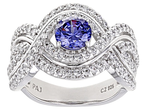 Photo of Bella Luce® Esotica™ 2.69ctw Tanzanite And White Diamond Simulants Rhodium Over Silver Ring - Size 5