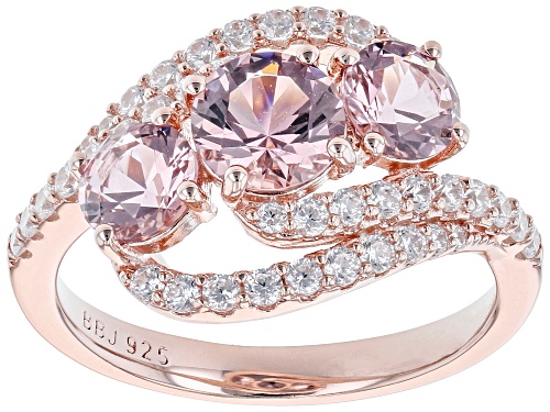 Photo of Bella Luce® Esotica™ 2.56ctw Morganite And Diamond Simulants Eterno™ Rose Gold Over Silver Ring - Size 8