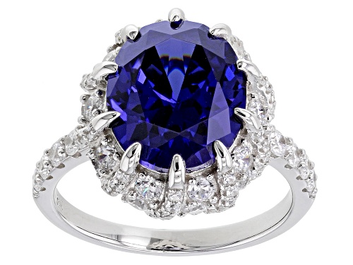 Bella Luce® Esotica™ 9.72ctw Tanzanite And White Diamond Simulants Platinum Over Silver Ring - Size 11