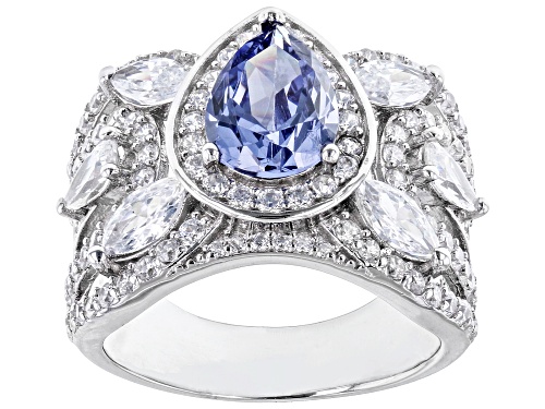Photo of Bella Luce® Esotica™ 5.88ctw Tanzanite And White Diamond Simulants Rhodium Over Sterling Silver Ring - Size 5