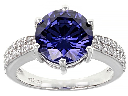 Photo of Bella Luce® Esotica™ 6.82ctw Tanzanite And White Diamond Simulants Rhodium Over Sterling Silver Ring - Size 7