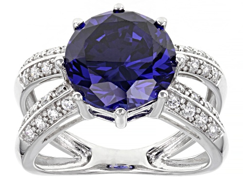 Photo of Bella Luce® Esotica™ 8.45ctw Tanzanite And White Diamond Simulants Rhodium Over Sterling Silver Ring - Size 8