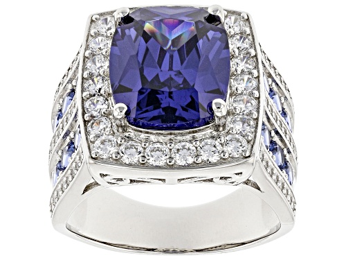 Photo of Bella Luce® Esotica™ 12.24ctw Tanzanite And White Diamond Simulants Rhodium Over Silver Ring - Size 7