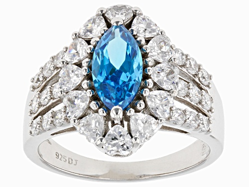 Bella Luce® Esotica™ 4.35ctw Neon Apatite And White Diamond Simulants Rhodium Over Silver Ring - Size 5