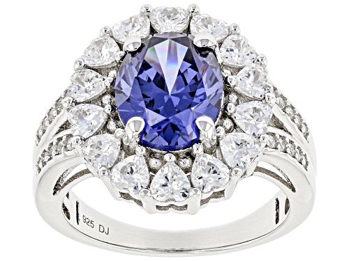 Photo of Bella Luce® Esotica™ 7.10ctw Tanzanite And White Diamond Simulants Rhodium Over Sterling Silver Ring - Size 7
