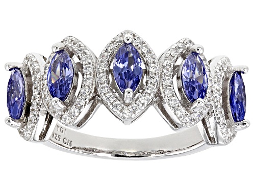 Photo of Bella Luce® Esotica™ 2.86ctw Tanzanite And White Diamond Simulants Rhodium Over Sterling Silver Ring - Size 7