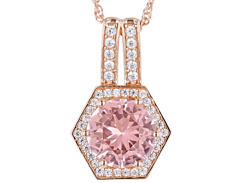 Photo of Bella Luce® Esotica™ 4.38ctw Morganite And White Diamond Simulants Eterno™ Rose Pendant With Chain