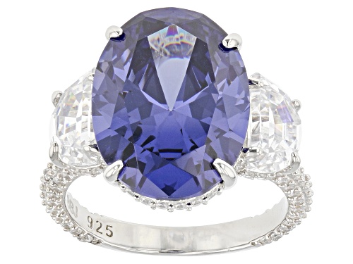 Bella Luce® Esotica™ 19.81ctw Tanzanite And Diamond Simulants Platinum Over Sterling Silver Ring - Size 7