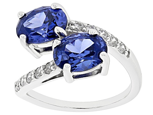 Photo of Bella Luce® Esotica™ 6.54ctw Tanzanite And White Diamond Simulants Rhodium Over Silver Ring - Size 7