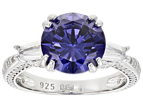 Bella Luce® Esotica™ 8.85ctw Tanzanite And White Diamond Simulants Platinum Over Silver Ring - Size 7