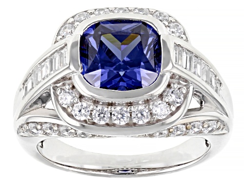Bella Luce® Esotica™ 5.05ctw Tanzanite And White Diamond Simulants Platinum Over Silver Ring - Size 11